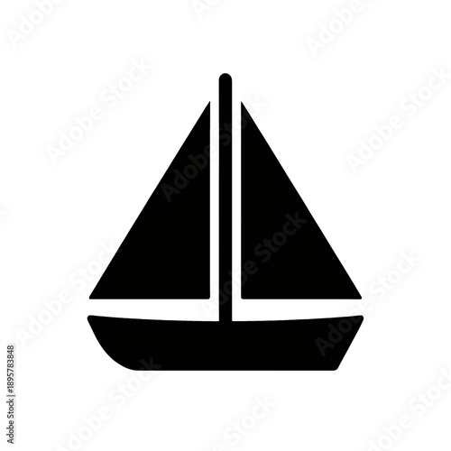 Sailboat Vector Icon with Triangular Sails.