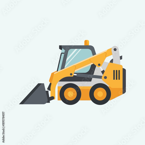 Compact Skid Steer Loader Machine Construction Equipment Vector Illustration