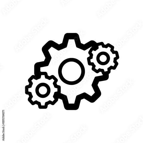 Three interlocking gears vector icon.