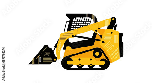 Compact Track Loader Construction Machine Vector Graphic