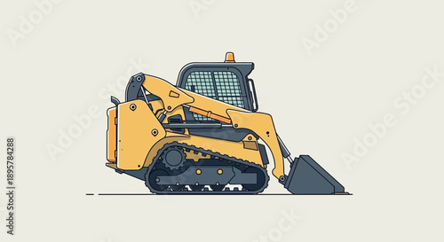 Compact Track Loader Construction Machine Vector Illustration For Commercial Use