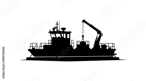 Black Silhouette of a Cargo Ship