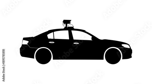 Modern Black Car with Roof Camera