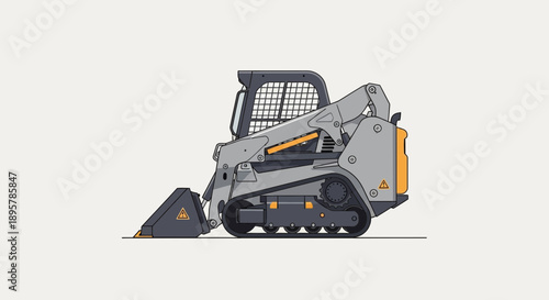Compact Track Loader Engineering Design Vector Illustration For Construction Projects