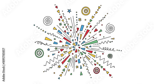 Festive explosion of colorful shapes