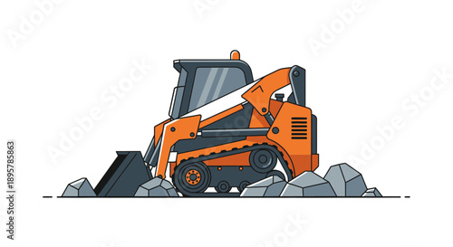 Compact Track Loader Excavating Rocks For Construction Projects