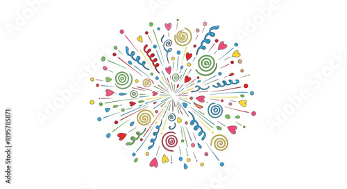 Festive Confetti Explosion on White Background