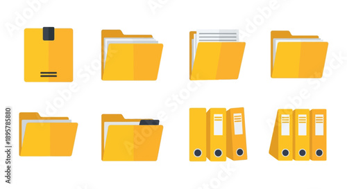 Folder icons set. Office document symbol