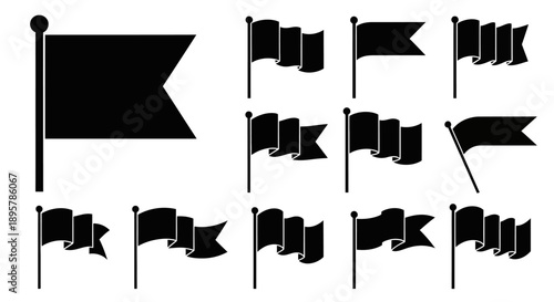 Flags vector set. Pennant and banner shapes collection