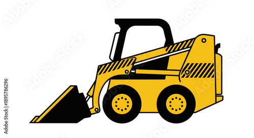 Compact Yellow Skid Steer Loader Construction Equipment Vector