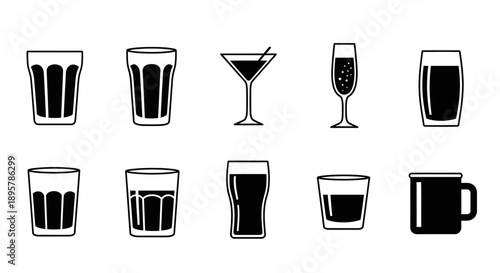 Glassware Collection: Drinkware Variety Icons