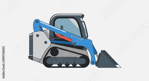 Compact Track Loader With Bucket On White Background