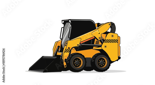 Compact Yellow Skid Steer Loader Illustration Construction Equipment