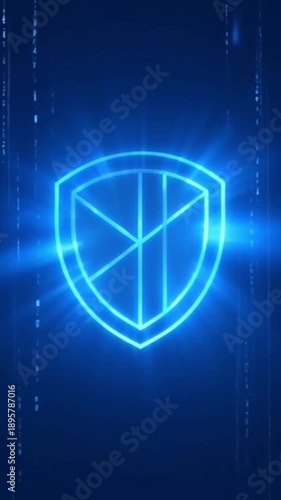 Wallpaper Mural Digital Cyber Security Shield Icon with Glowing Blue Data Stream Torontodigital.ca