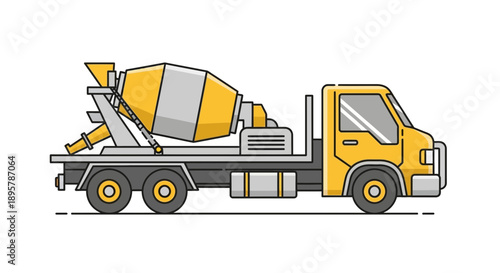 Concrete Mixer Truck Flat Design Illustration For Construction Industry Projects