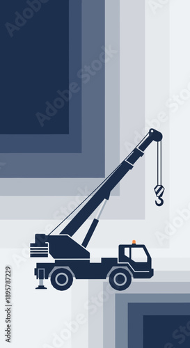 Construction Crane Lifting Heavy Loads Industrial Machine Illustration