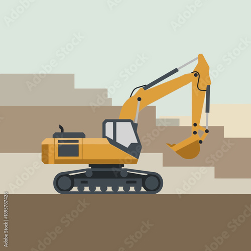 Construction Excavator Machine Digging Earth Ground Industrial Heavy Equipment