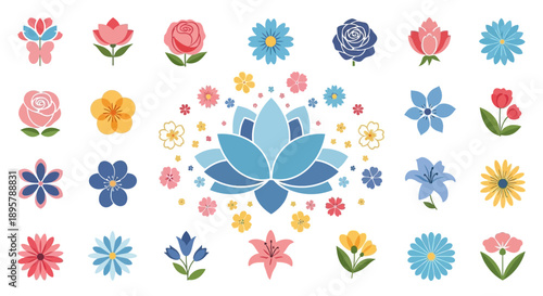 Floral Vector Set: Colorful Flower Collection