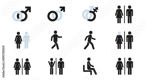 Gender Symbols and Public Restroom Signs Set