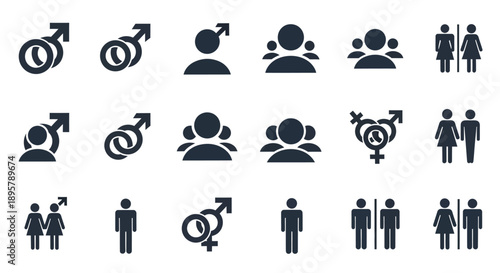 Gender symbols set. Male, female and transgender icons