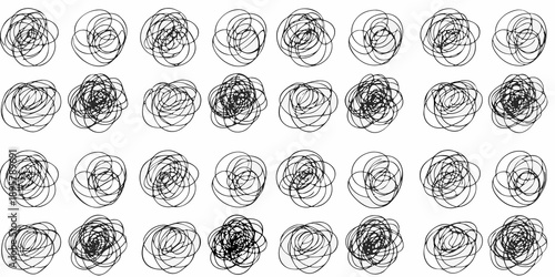 Abstract arrangement of swirling lines forming repetitive organic shapes