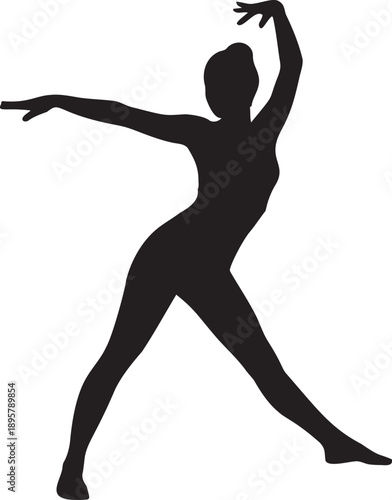 Graceful female gymnast silhouette performing artistic dance move with elegant posture and flexibility for creative art design