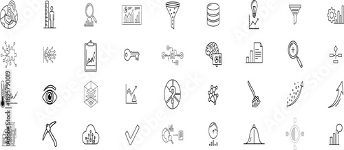 set of hand drawn graph chart and symbol