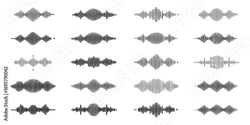 Collection of grayscale waveform illustrations arranged in a grid pattern