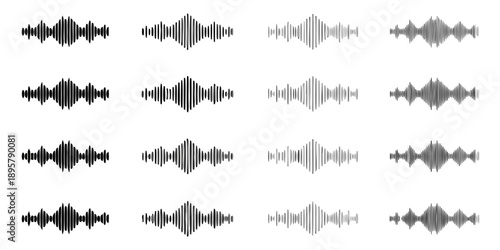 Arrangement of repeating symmetrical black and grey waveform patterns