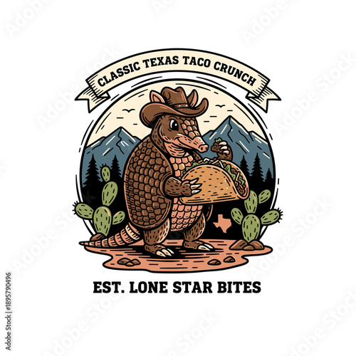Classic Texas Taco Crunch Armadillo Cowboy