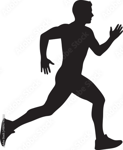 Silhouette of male athlete running forward with determination, capturing motion and fitness journey towards achieving goals