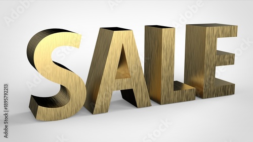 Gold 3D Sale Text on White Background – Luxury Promotion Concept. Stock image.
