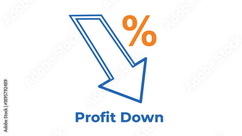 Simple graphic illustrating a decrease in profit percentage represented by a downward arrow symbol