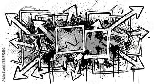 Dynamic Collage with Arrows and Grunge Elements