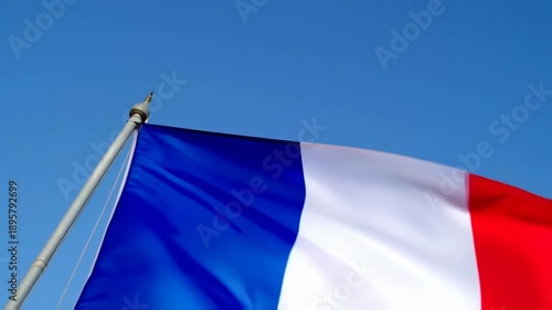 Wallpaper Mural Majestic French Flag Waves in Blue Sky: Vibrant Colors, Dynamic Motion Torontodigital.ca