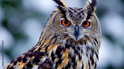 Wallpaper Mural Majestic Eurasian Eagle Owl: Intense Gaze, Close-Up Portrait Torontodigital.ca