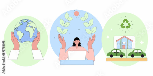 Protecting our planet hands nature and sustainable living in harmony