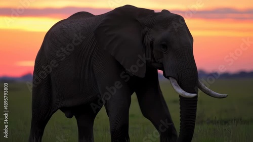 Wallpaper Mural Majestic Elephant Stroll at Sunset: African Wildlife in Golden Light Torontodigital.ca