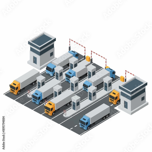 Isometric Illustration of Logistics Warehouse Facility.