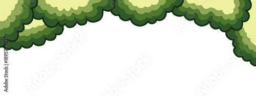 Green tree leaf canopy border frame illustration. Vibrant green leafy border design element for creative projects vector illustration