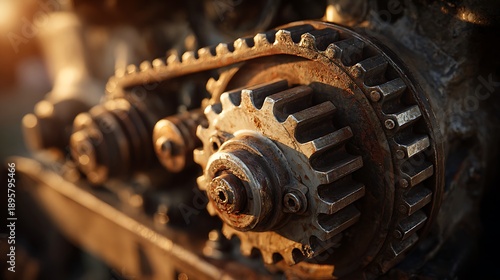 Wallpaper Mural Close up of rusty industrial gears and chain mechanism. Torontodigital.ca