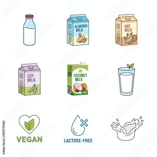 Variety of plant based milk and dairy free options