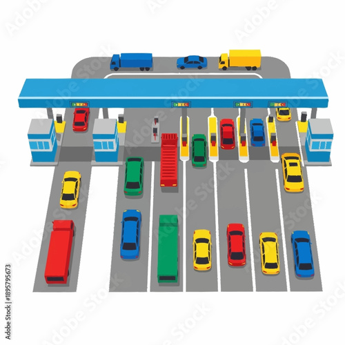 Multistory Car Park with Colored Vehicles Inside.