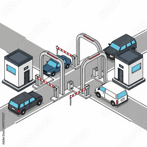Toll Booth Road Infrastructure Graphic Illustration.