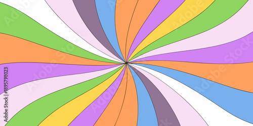 Colorful spiral pattern with radiating stripes converging towards a central point