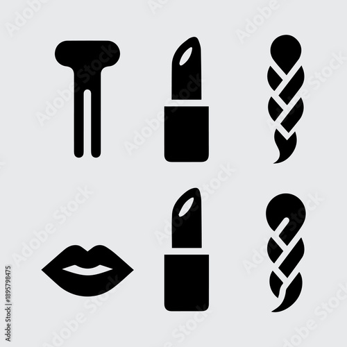 Professional black and white ink vector cosmetic and grooming icon set  7.eps