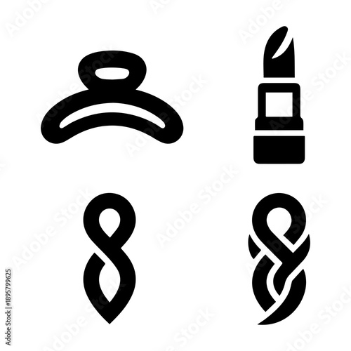 Professional black and white ink vector cosmetic and grooming icon set  11.eps