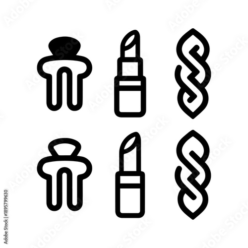 Professional black and white ink vector cosmetic and grooming icon set  12.eps