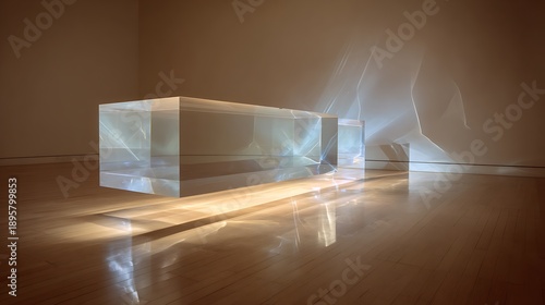 Wallpaper Mural Abstract digital art with glowing cubes and reflections. Torontodigital.ca