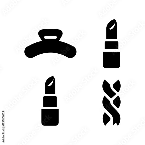 Professional black and white ink vector cosmetic and grooming icon set  15.eps